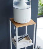 YAMAZAKI Home Tower Two-Tier Display & Corner Storage Shelf, Entryway Or Bedside Console Table for Humidifiers Or Plants, 31.5" - Steel + Wood