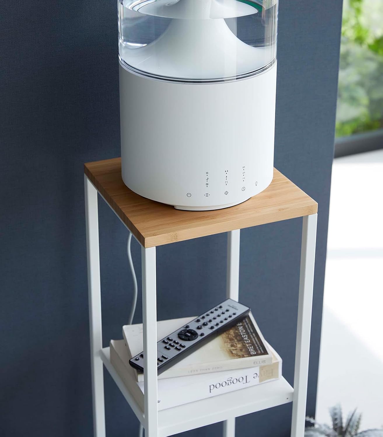 YAMAZAKI Home Tower Two-Tier Display & Corner Storage Shelf, Entryway Or Bedside Console Table for Humidifiers Or Plants, 31.5" - Steel + Wood