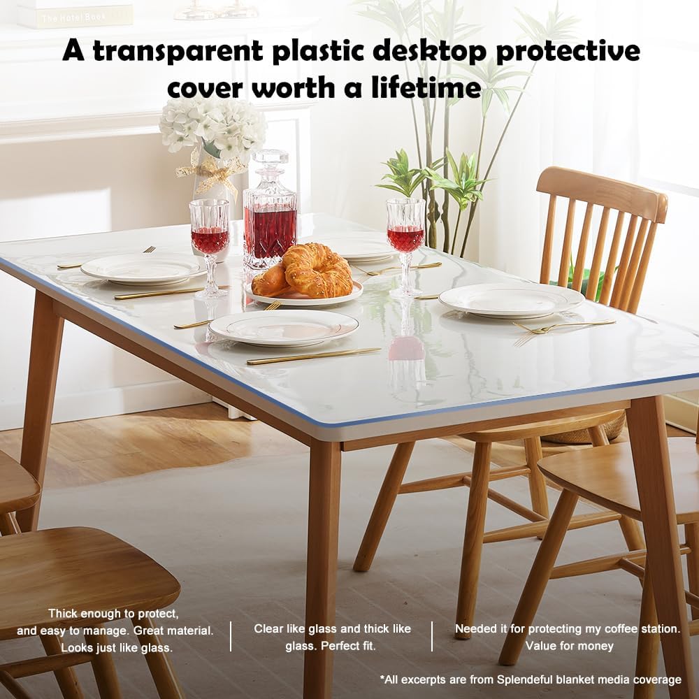 Transparent 14x24 in Small Office Desk Blotter Mat Clear Plastic Table Protector Cover Pad PVC Topper Surface Proection Mat Pad Anti Scratch Table Mat Glass End Table Protector Waterproof Easy Clean