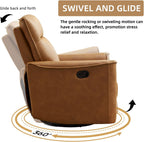 CANMOV Swivel Rocker Recliner, Glider Rocking Chair, Nursing Chairs Swivel Glider Recliners with Soft Backrest, Leathaire Manual Reclining Sofa for Living Room Bedroom Apartment, Brown