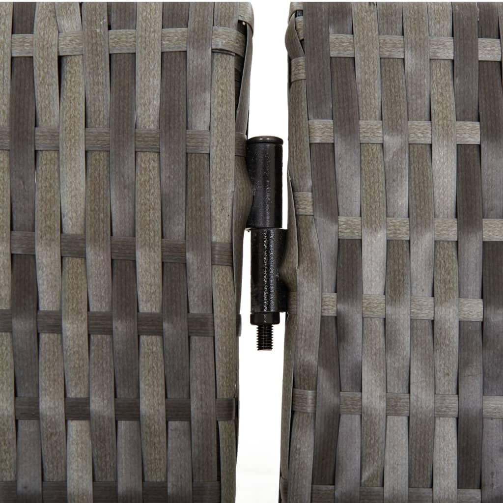 Poly Rattan Room Divider 6 Panels Gray, Privacy Screen with Powder-Coated Steel Frame, Foldable Partition for Indoor Outdoor Use, Blocks Sunlight