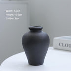 Black Ceramic Vase Set of 5 - Small Bud Vases for Flowers, Mini Decorative Vases for Rustic Weddings & Home Decor | Assorted Floral Arrangement Centerpieces for Table, Cabinet, Living Room & Entryway