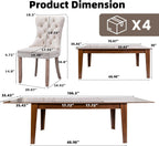 SoarFlash 5 Piece Extendable Dining Table Set for 4-8 Person, Wooden Dining Room Table with 4 Chairs for Gatherings, Meeting for Small Kitchens, Dining Office Areas(Beige/Brown)