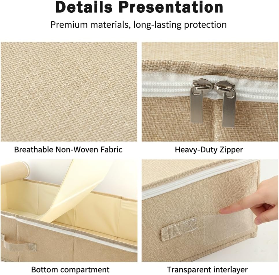 Wedding Dress Storage Box with 30 Acid-Free Paper and Microfiber Gloves, Large Wedding Dress Preservation Box Beige Storage Boxs for Weddingdress Heirlooms Gowns