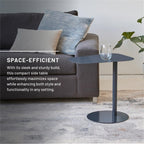 Pemberly Row Modern Metal End Table, 20 in H x 19.75 in W, C-Shaped Space-Saving Design, Durable Steel Construction, Powder Coat Blue Finish, Compact Side Table for Living Room, Bedroom, or Small