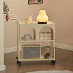 Movable Storage Shelf Metal Storage Cart with Handle - Practical Sofa Side Table with Shelf Mobile End Table for Living Room