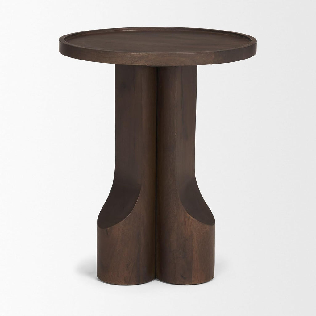 Mercana Cayson Dark Brown Sculptural Round Accent Table