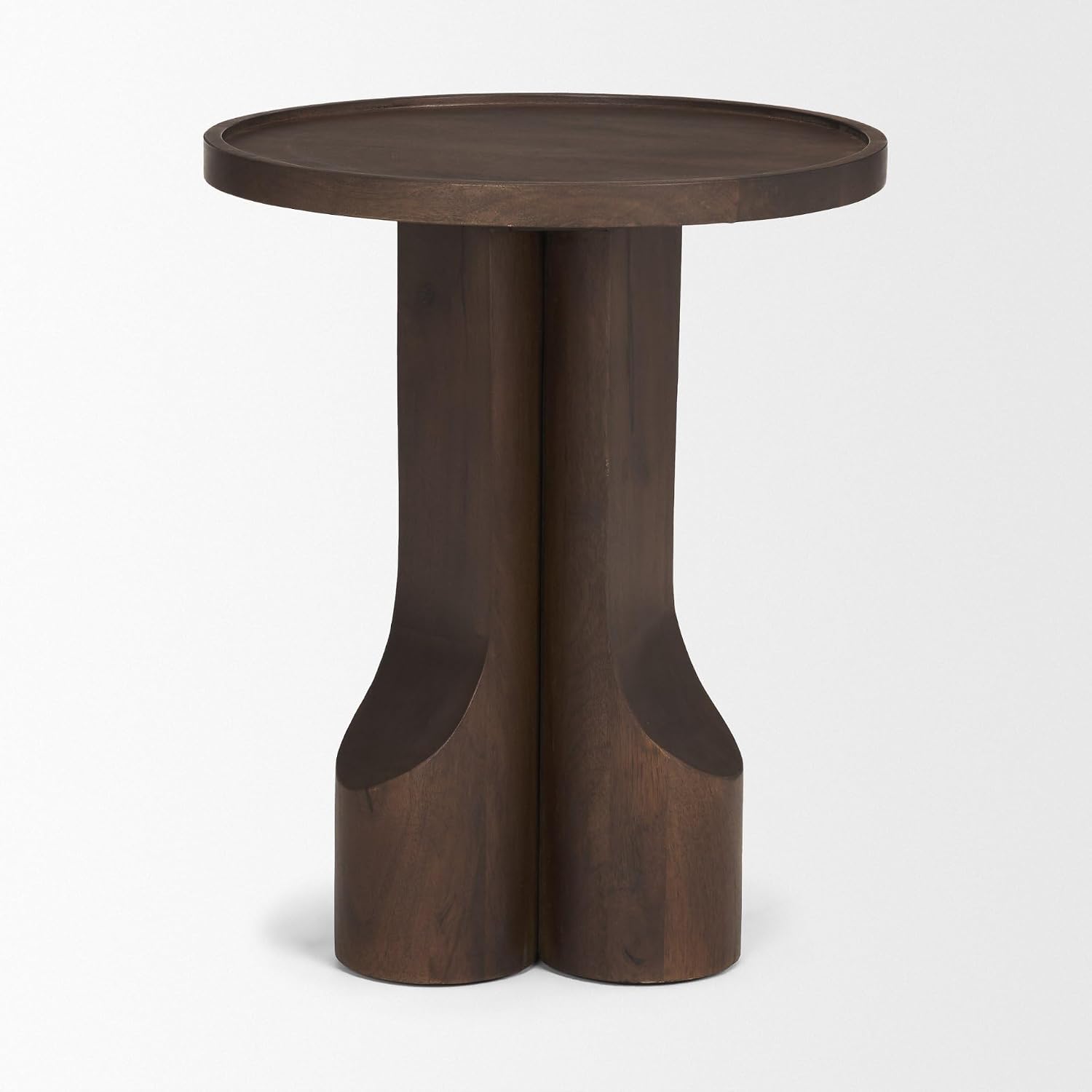 Mercana Cayson Dark Brown Sculptural Round Accent Table