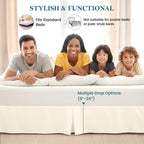 19 Inch Bed Skirt Dust Ruffle Queen Size - Single Fabric Construction Box Pleated, 600 Thread Count Luxury Bed Skirt Ivory Solid