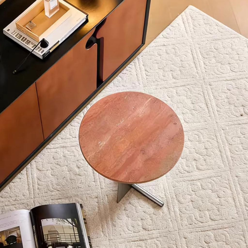 Rustic Side Table Living Room Home Travertine Sofa Side Table Simple Artistic Small End Table for Living Room