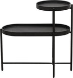 2-Tier Side Table with Storage, Black End Table Sofa Table for Living Room & Bedroom - Sturdy X-Shape Metal Frame and Wooden Tray, Easy to Assemble Modern Accent Table for Office, Apartment