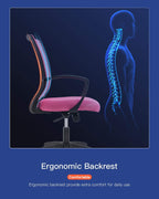 Home Office Chair Computer Ergonomic Chair Mesh Mid Back with Wheels Lumbar Support Armrest and Adjustable Executive for Men&Women