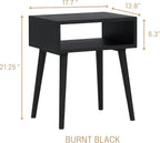 NTC Solid Oak Zoe Nightstand, Mid Century Modern Side Table Bedroom, Bedside Furniture, Night Stand, End Table, Easy Assembly - Burnt Black