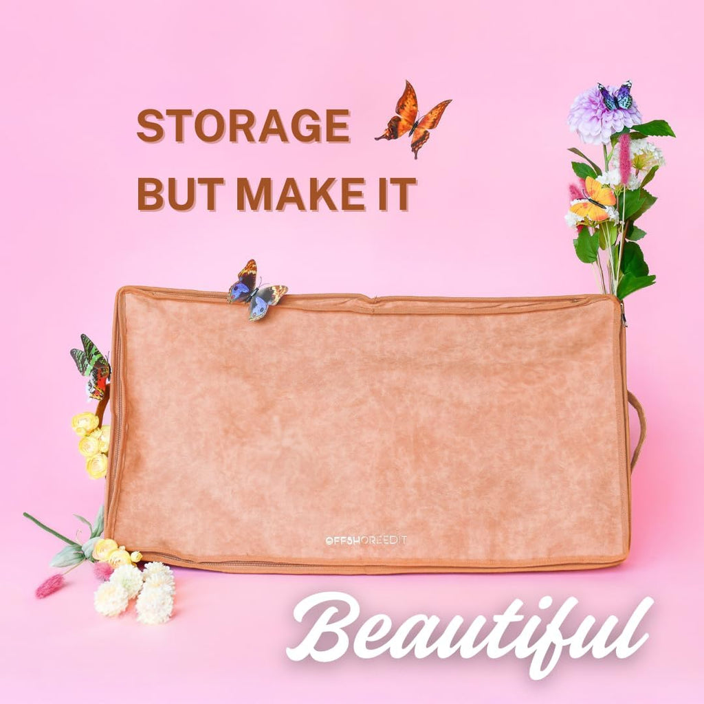 Premium Under Bed Storage with Wheels, Low Profile Rolling Storage Box in Vegan Leather with Metal Frame, Pull-Out Underbed Organizer for Bedroom or Closet, Housewarming or Wedding Gift