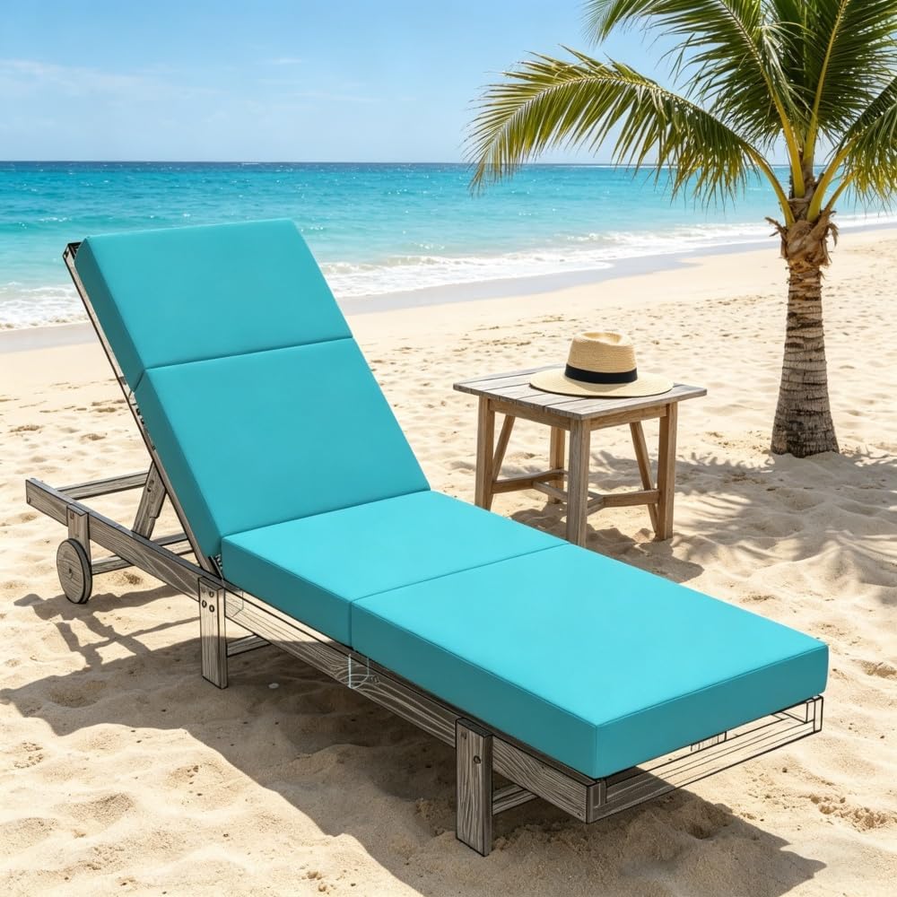 Chaise Lounge Cushion – Waterproof, 4" Thick, Blue