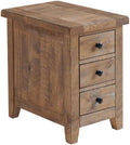 Pemberly Row 16x24 in Farmhouse End Table, Solid Pine Wood with Pine Veneer, Sandwash Brown Finish, Heavily Distressed Rustic Look, Living Room Side Table