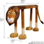 Lion Hand-Carved Wood Decorative Bench, Luxury Animal Design Shoe Bench, Solid Wood Animal Footstool for Bedroom Living Room
