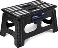 Flottian 9" Folding Step Stool for Adults and Kids 15-Inch Extra Wide Stool Holds Up to 300 lbs,Non-Slip Folding Stools with Handle,Compact Plastic Foldable Step Stool for Bathroom,Kitchen,ect,Black