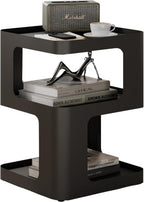 Modern Side Table, 2-Tier Small End Table for Living Room, Bedroom & Office, Matte Black Accent Table, No Assembly Needed, Durable Nightstand or Coffee Table