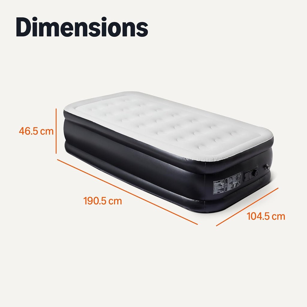 Amazon Basics Inflatable Air Mattress, Twin Size, 18 inch Height, with Built-in Electric Pump