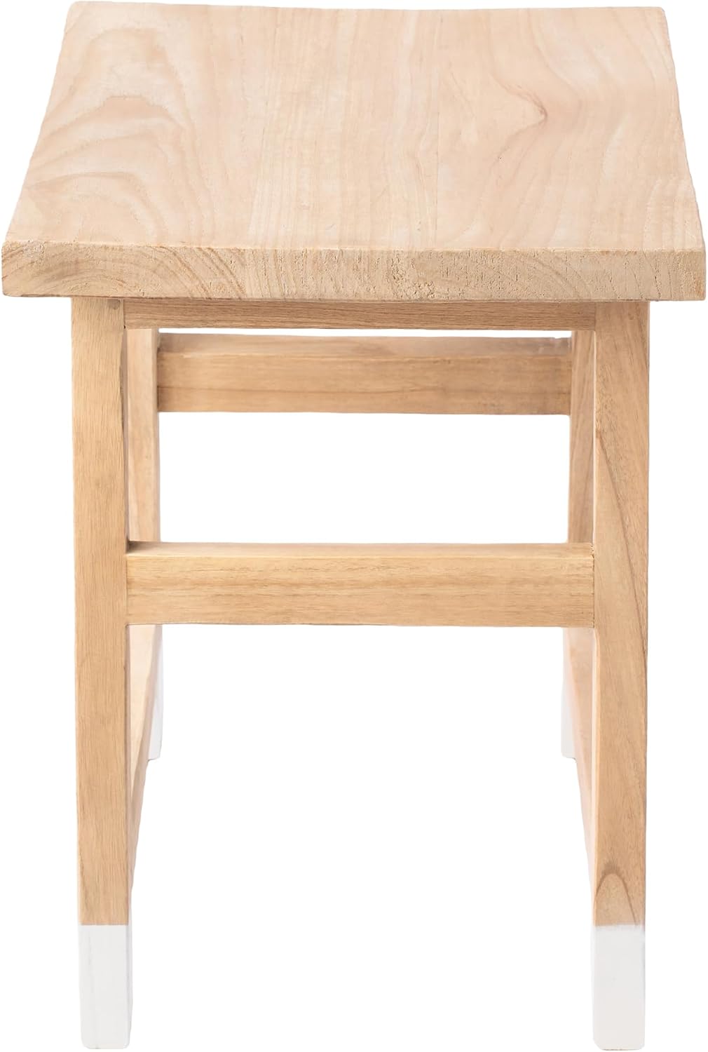 JONATHAN Y Finesse Handcrafted Solid Wood Accent Stool, 18" Backless Vanity Seat with Natural/White Dipped Legs, Farmhouse Decorative Plant Stand for Living Room and Bedroom STL3007A