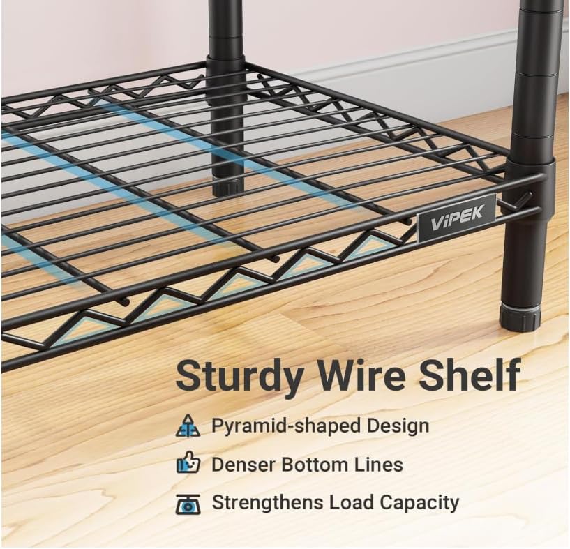 VIPEK Classic V6X Dynamic Closet System, Expandable Freestanding Clothes Rack with Shelves & Hanging Rods, Adjustable Width 62"-96", Modular Metal Clothing Rack Organizer for Reach-in Closet