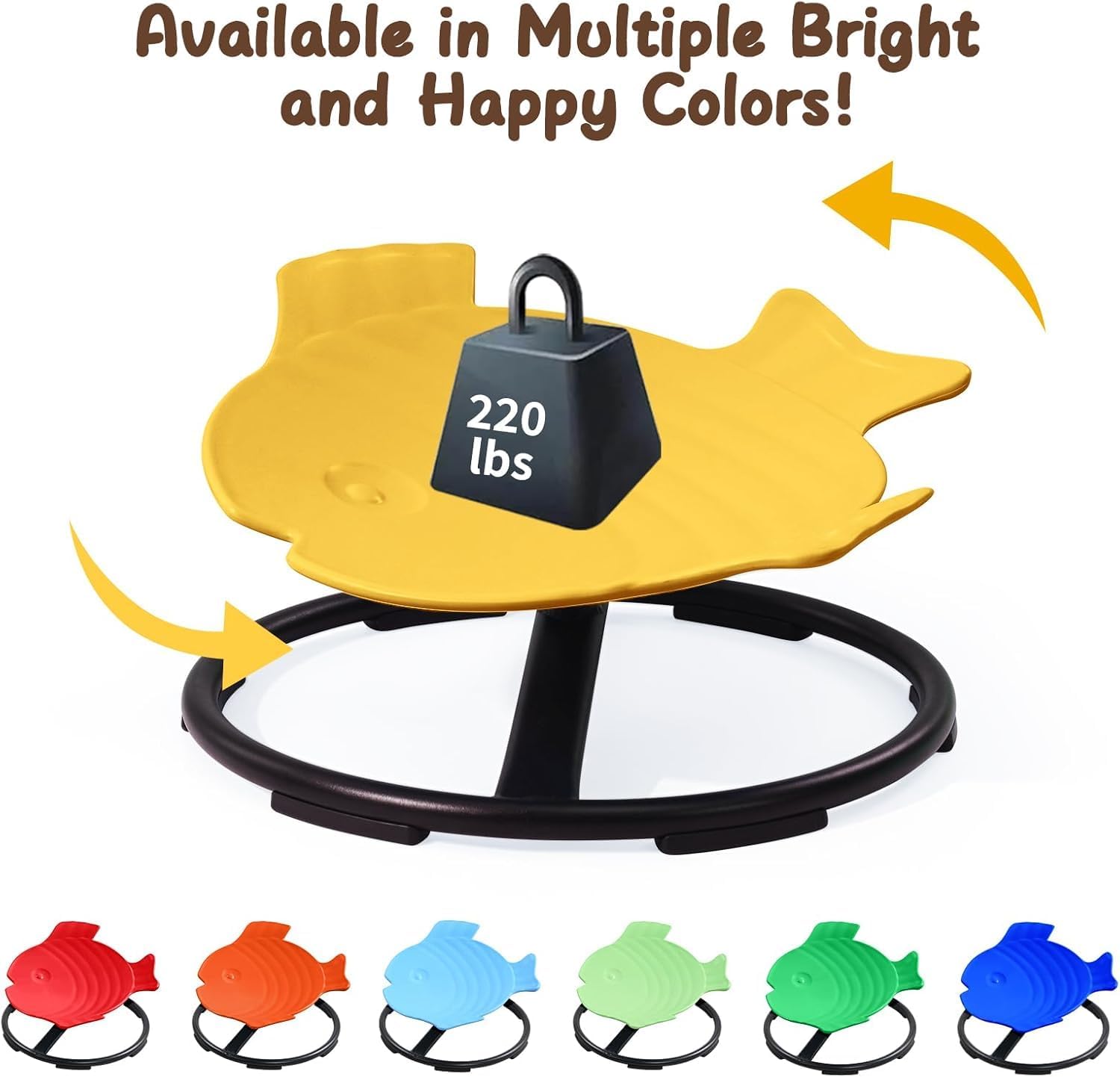 Sensory Spinning Chair for Kids with Autism & ADHD, Swivel Chair for Indoor/Outdoor Use, Sit and Spin Toys, Fish-Shaped Sensory Chairs for Autistic Children, Training Body Coordination (Yellow)
