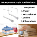 Acrylic Shelf Dividers 8 Pack – Heavy Duty Clear Shelf Dividers for Closets, Cabinets & Shelves – Closet Dividers for Clothing, Handbags & Home Organization