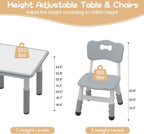 GAOMON Kids Table and 2 Chairs Set with Graffiti Desktop, Height Adjustable Toddler Table and Chairs Set for Reading, Drawing, Playing, Eating