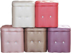 Storage Stool Footstool PU Home Footstool Cube Toy Storage Box Seat Stool Practical Footrest Comfortable and (Color : Pink)