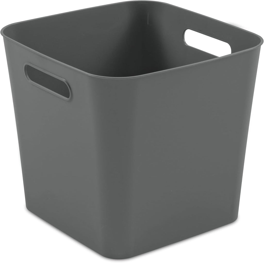 (3 pack) Cube Gray Plastic Storage Bin, 11 in x 10 in