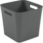(3 pack) Cube Gray Plastic Storage Bin, 11 in x 10 in