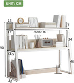 Desk Hutch with Ladder Bookshelf, White Desktop Organizer Shelf for Computer Desk, Dorm Room, Home Office – Large