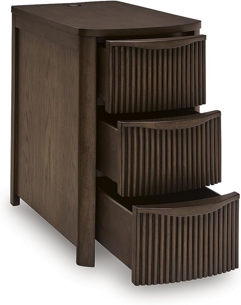 Signature Design by Ashley Camdill Chairside Contemporary End Table with USB Port and Charging Station, Dark Brown