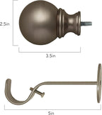 Elrene Home Fashions Cordelia Adjustable Single Curtain Rod with Globe Ball Finials, 1 Inch Diameter, Antique Pewter, 48"-86"