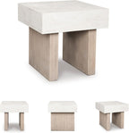 Signature Design by Ashley Jorlaina Modern End Table with Heat Resistant, Scratch Resistant and Fade Resistant Surface, Light Gray & Light Brown