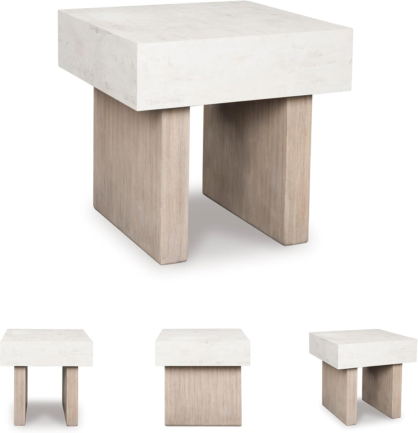 Signature Design by Ashley Jorlaina Modern End Table with Heat Resistant, Scratch Resistant and Fade Resistant Surface, Light Gray & Light Brown