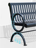 Patio Benches for Outdoors Outdoor Iron Park Chair Double Black Metal Bench Backrest Community Square Welded Seat Garden Benches for Outdoors