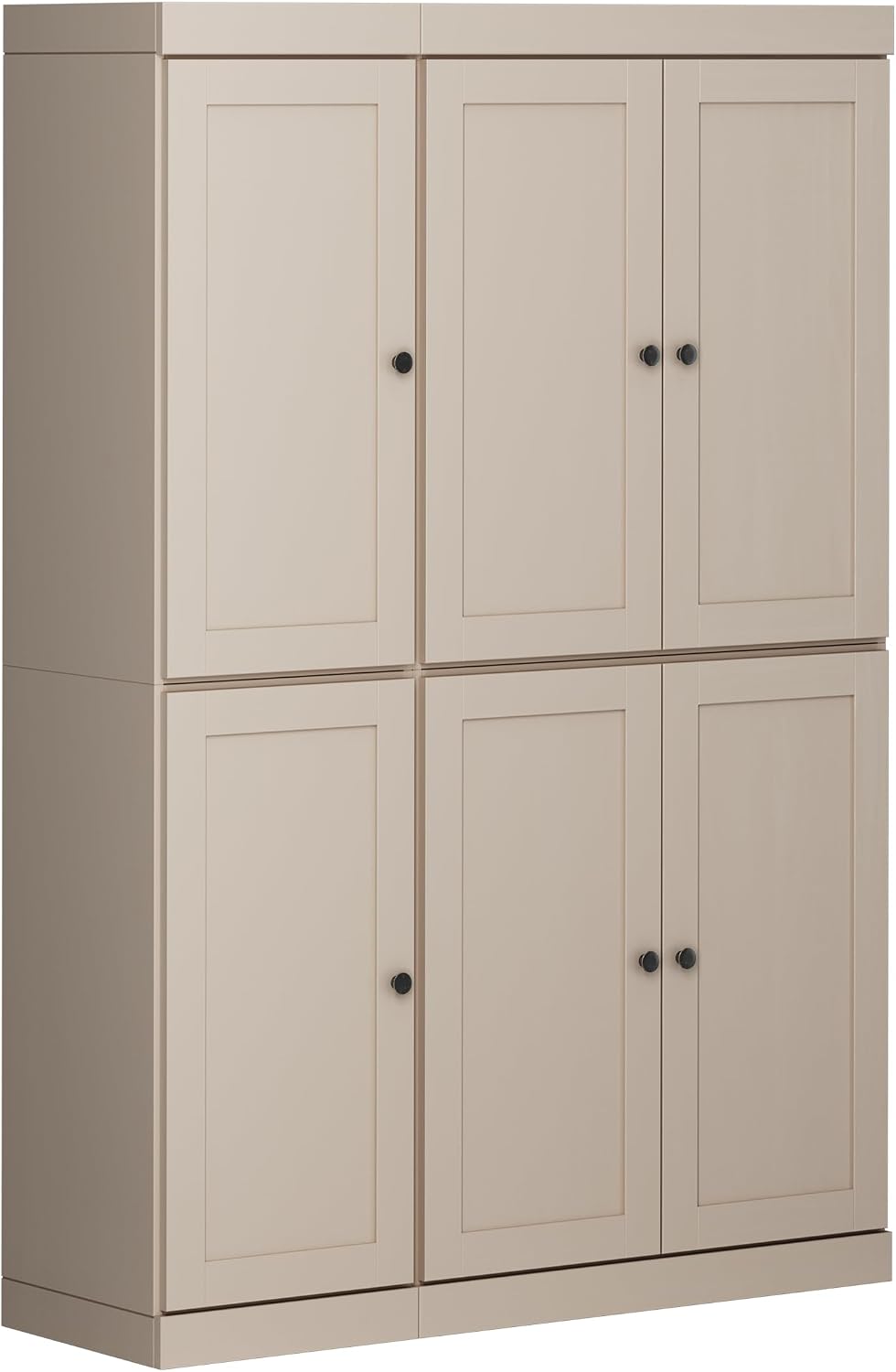 Palace Imports Solid Wood Kitchen Pantry Cabinet - 71.5" Tall, 48.5" Wide - Wooden Storage Cabinet w/ 6 Shaker Doors & 8 Adjustable Shelves - Beige, 100% Renewable Eco-Friendly Wood, Made in Brazil