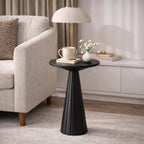 COZAYH Rustic Pedestal End Table, Farmhouse Round Martini Table Wood Plant Stand Drink Table for Small Space Living Room, Bedroom, Black