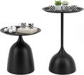 Black Nesting Tables, Round End Side Table Set of 2 | Pedestal Tables, 17'' & 23'' Height, For Living Room Bedroom Office, Sofa Side and Bedside Console