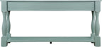 Merax Retro Console Table with 4 Drawers for Entryway, Sofa Table with Open Storage Shelf, Wood Side Table with Thick Legs for Living Room Bedroom, Retro Blue