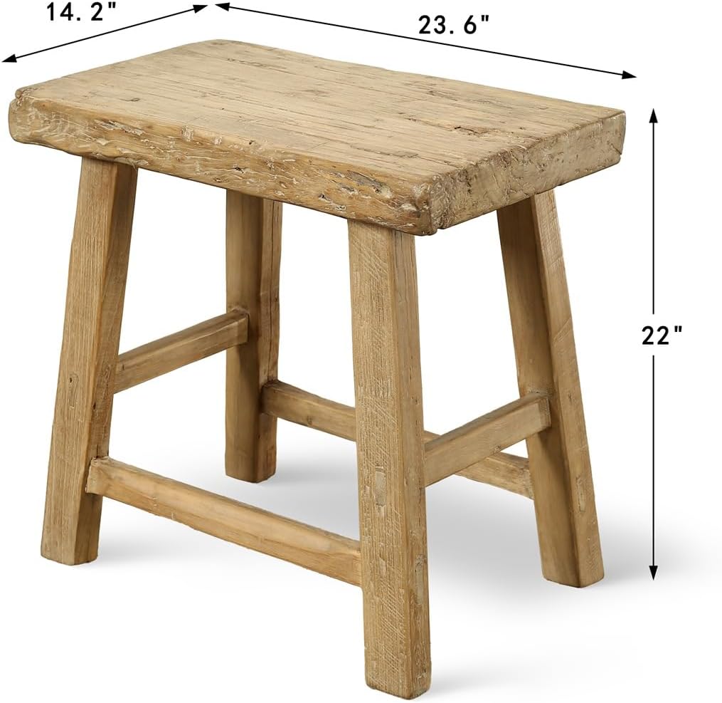 Artissance Approx. 22-26" Wide 14-16" Deep Vintage Accent Table with Unique Top Weathered Natural