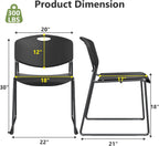 Stacking Chairs Set of 4, Plastic Waiting Room Chair with Sled Base, Stackable Office Guest Reception Chairs No Wheels for Break Rooms and Conference Rooms Black