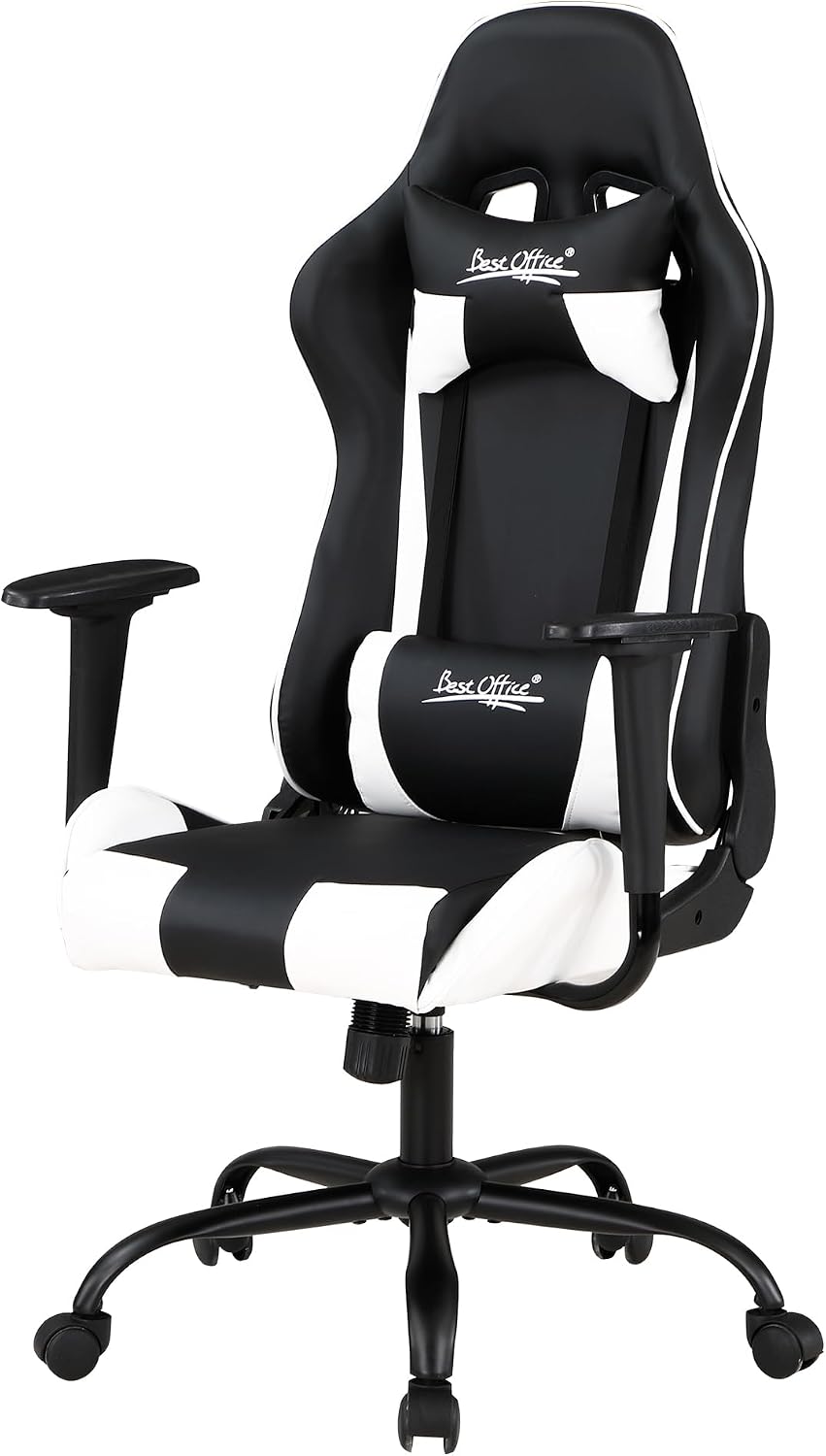 PayLessHere Gaming Chair Desk Chair Ergonomic High Back Computer Chair with Adjustable Lumbar Support, Armrests, and Racing-Inspired Design for Office and Home Use (White)