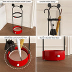 Umbrella Holder for Entryway, Cute Freestanding Metal Umbrella Stand with Removable Drip Tray & Hooks, Modern Decorative Umbrella Storage Rack Organizer for Home, Indoor, Living Room, Office, Hotel