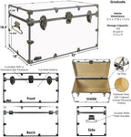 C&N Footlockers - XL Graduate Storage Trunk w/Tray - Made in the USA - STEEL Footlocker for College Dorm Room & Summer Camp - 32 x 18 x 18.5 Inches (Black)