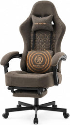 Office Desk Computer Gaming Chair for Adults, Ergonomic High Back Gamer Chair with Massage and Pocket Spring Cushion, Swivel Comfy Video Game Chairs with Footrest and Lumbar Support (Pro Grey)