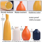Colorful Ceramic Bud Vases Set of 4 - Modern Yellow, Orange, Blue Small Vases for Home Decor - Ideal for Living Room, Kitchen, Office, Bathroom, Mantle, Entrance, Farmhouse & Coffee Table Decorations