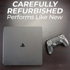 PlayStation 4 Slim 1TB Console Bundle - Includes the PS4 Console Slim 1TB, 2 Dualshock PS4 Wireless Controllers, MicroUSB Charging Cable, HDMI cable, Wired Earbuds and Microfiber Cloth (Renewed)